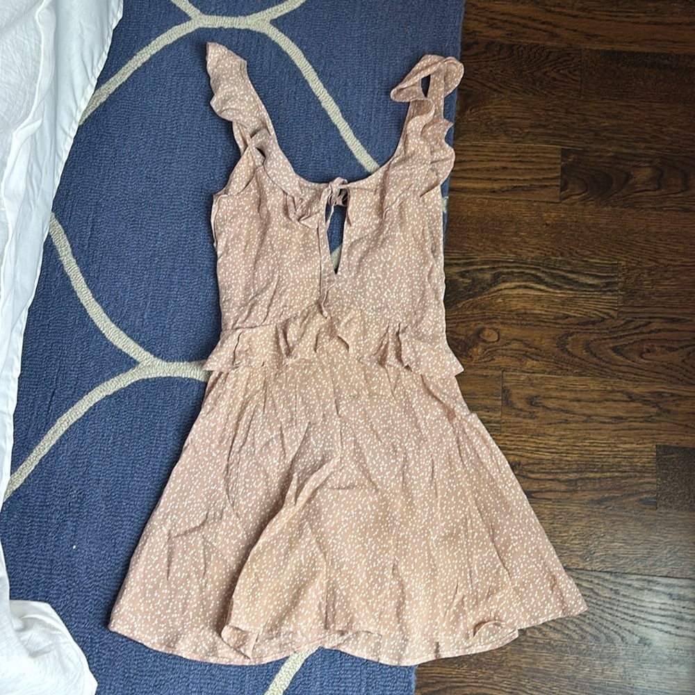 Flynn Skye Pink Tan Polka Dot Dress Size Small